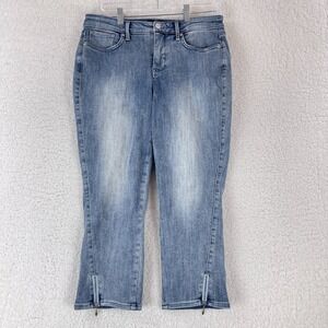 NYDJ Blue Denim Ankle Zip Straight Crop Jeans‎ Womens Mid-Rise Casual Size 6